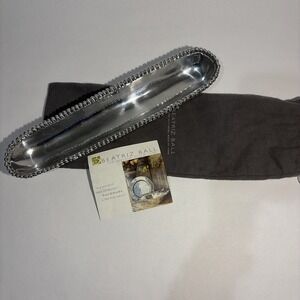 Beatriz Ball Organic Pearl Cracker Decorative Silver Tray Handcrafted With Bag